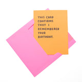 Confirmed Birthday Card