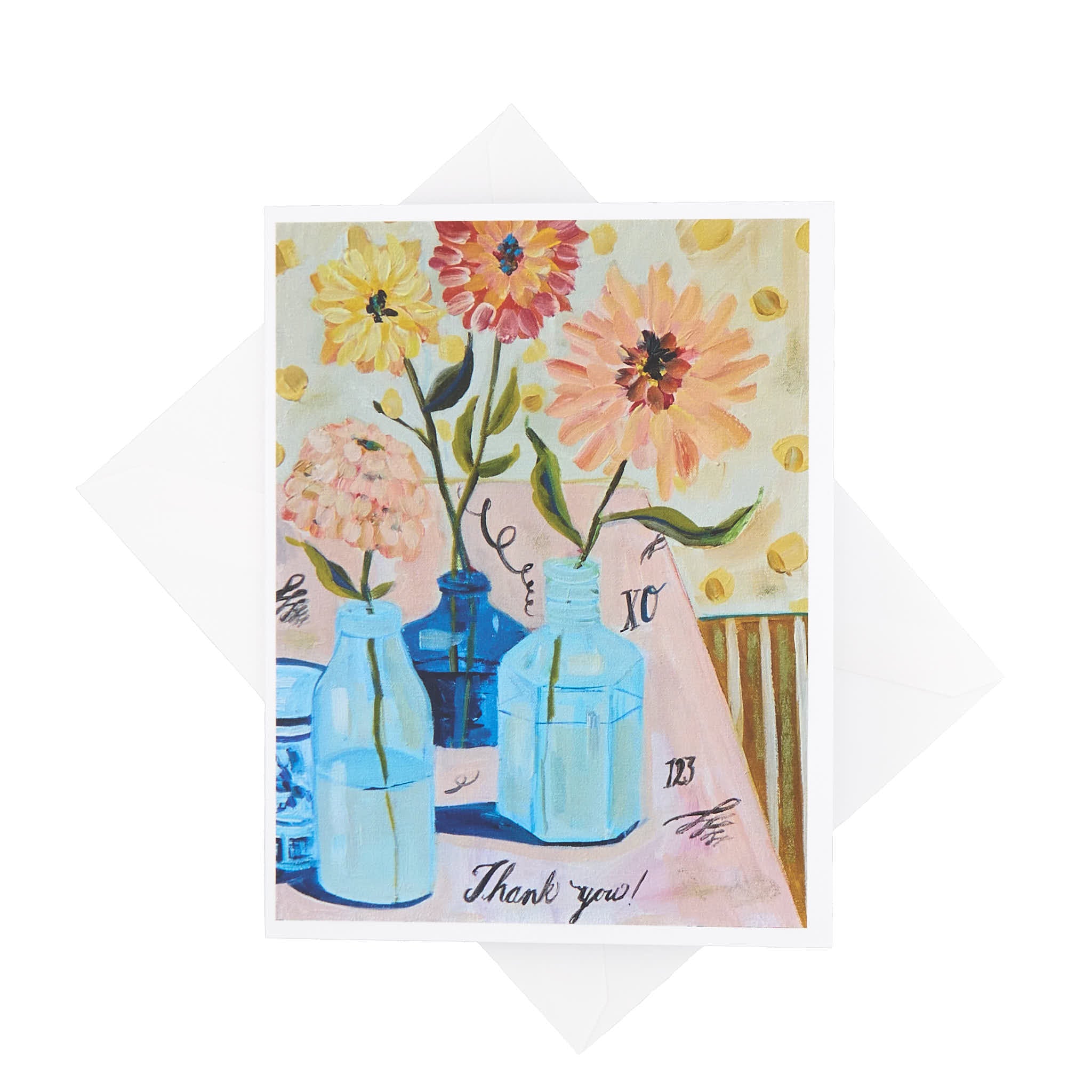 Pink Zinnia Thank You Card