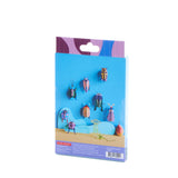 Packaged paper insects on a blue background