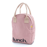 Fluf Pink lunch bag with 'lunch.' text on a white background